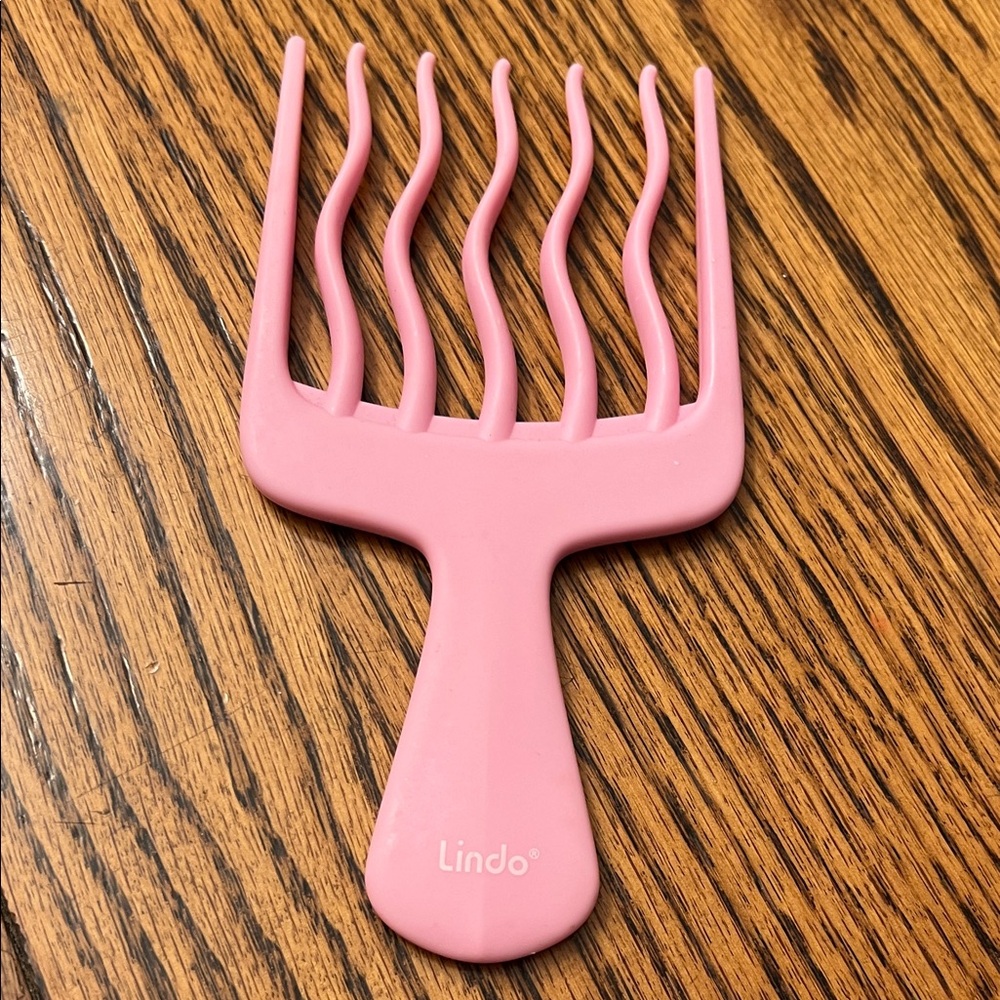 Lindo Pink Afro Pick Fork Hair Comb Brush Wide Tooth Volume Define Curl Detangle